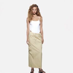 Zara Beige Cargo Maxi Skirt